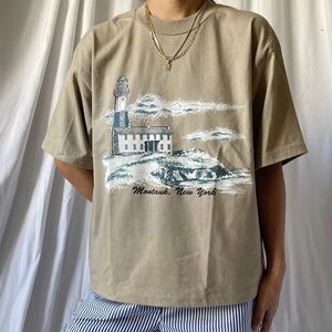 Vintage Cropped Women’s Montauk New York NY tee tshirt